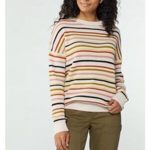 REI Cooperative Wallace Lake Waffle Striped Crewneck Knit Sweater Size M